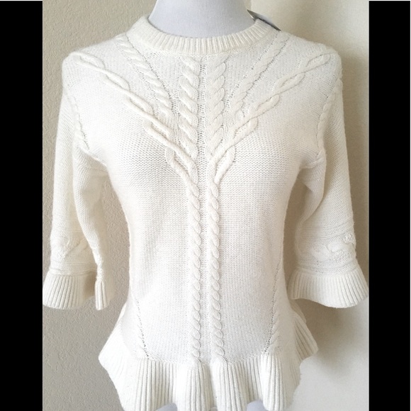 Kate Spade white sweater cable knit wool blend - Picture 3 of 8